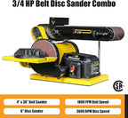 4.3A Belt Sander, 4 x 36 in. Belt & 6 in. Disc Sander, Double Dust Exhaust Port, Steel Base, 2Pcs Sandpapers Included