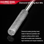 Stone Carving Set Diamond Burr Bits Compatible with Dremel, 11PCS Polishing Kits Rotary Tools Small Long Cone Accessories with 1/8’ Shank For Carving, Engraving, Grinding, Stone, Rocks, Jewelry, Glass