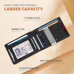 RUNBOX Slim Wallets for Men - Leather Money Clip Mens Wallet - RFID Blocking Front Pocket Bifold Wallet - Thin Credit Card Holder with Gift Box