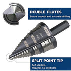 1/4 to 1-3/8 Inches M2 HSS Step Drill Bit for Metal, Plastic, Wood, Aluminum, Heavy Duty Unibit with Multi Hole Sizes