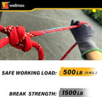 Wellmax Diamond Braid Nylon Rope, 3/8 in X 50 Foot, UV Resistant, High Strength and Weather Resistant - Red