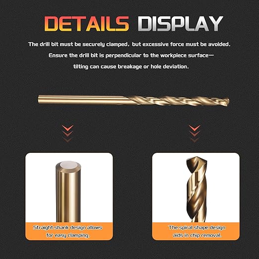Drill Bit, 1/8" Cutting Diameter (3.175mm), 4241 HSS Black and Gold 118° Cutting Angle Versatile Jobber Bits - (Applications: for Drilling Plastic Wood Soft Thin Metal), 12-Pieces