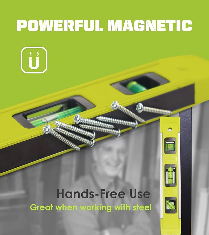 Level & Tool Magnetic Aluminum Reinforced Torpedo Level, 9", Green (1PCS)