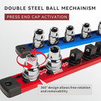Magnetic Socket Holder Organizer Set - 9-Piece Detachable Trays for 1/4", 3/8", 1/2" Sockets, 120-Piece Toolbox Drawer Organizer, Aluminum Alloy Garage Storage for Mechanics & DIY (Red/Blue/Green)