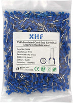 XHF 1000 PCS AWG 22/0.5mm² Wire Ferrules Insulated Copper Crimp Connectors, Crimp Pin Cord End Terminals Blue