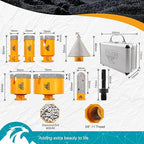 Tile Hole Saw Kit 8pcs - Diamond Core Drill Bits Set (19/25/35/50/75mm) & SDS Adapter for Tile Porcelain Ceramic Marble Granite with 20mm Diamond Finger Bit and 50mm Chamfer Bit Trimming Holes