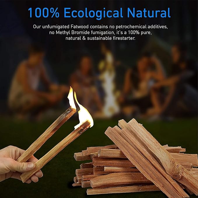 EasyGoProducts Eco-Stix Fatwood Fire Starter Kindling Firewood Sticks 100% Organic Firestarter for Wood Stoves, Fireplaces, Campfires, Bonfires - 05 Pounds