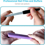 Nail File, 10PCS Professional Metal Nail Files and Buffers Block (100/180 Grit) for Natural Nails, Double Sided Washable & Reusable Manicure Kit for Women, Home & Salon Travel