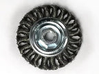 Benchmark Abrasives 4” Standard Twist Knot Wire Wheel with Arbor 5/8"-11 Thread, for Weld Cleaning, Weld Spatter Removal, Stripping, Deburring, Use with Angle Grinders - Carbon Steel (5 Pack)