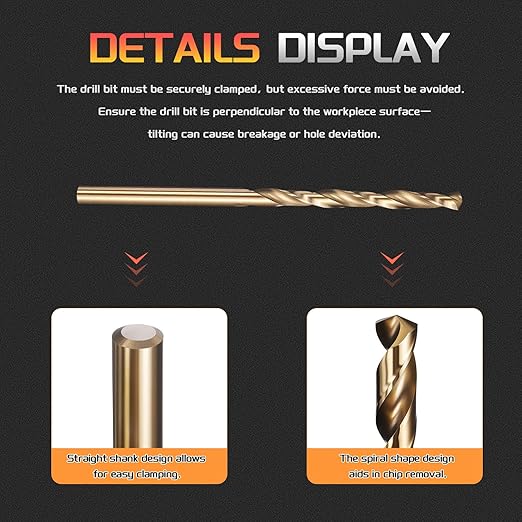 Drill Bit, 5/32" Cutting Diameter (3.969mm), 4241 HSS Black and Gold 118° Cutting Angle Versatile Jobber Bits - (Applications: for Drilling Plastic Wood Soft Thin Metal), 12-Pieces