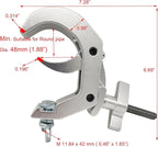 Stage Light Clamp 1.88-3.14Inch Heavy Duty 440lb Truss Hook Quick Rig Aluminum lighting C-Clamp Fit OD 48-80mm of Pipes for DJ Projector Par Spot Lights Moving Head