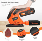 20V 1.3Ah Cordless Sander, Detail Sanders, 20Pcs Sandpapers,12000 RPM Sanders with Dust Collection System for Tight Spaces Sanding in Home Decoration, Battery and Charger Included
