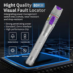 Purple 80KM Visual Fault Locator for Fiber Optic Cables, VFL Supports FC/ST/SC Interfaces, Long-Range Fault Finder, Fiber Light Pen Tester, High-Precision OTDR Mapping Tool for FTTH, Telecom