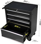 4-Drawer Rolling Toolbox Cabinet, Large Capacity Metal Toolbox with Wheels and Key Lock, Rolling Toolbox Organizer Toolbox, Heavy-Duty Industrial Service cart Storage Organizer