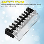 Joinfworld Terminal Block 25A 600V Dual Row Screw Terminal Strip with Cover, 8 Position Pre-Insulated Wire Terminal Block with Jumpers - 4 Pack