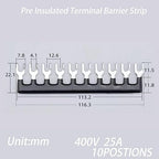Terminal Block (8 Sets) 8Pcs 10 Positions Dual Row 600V 25A Screw Terminal Strip Blocks with Cover&8Pcs Pre-Insulated Barrier Termina Block Strip&80Pcs Insulated Fork Wire Connector