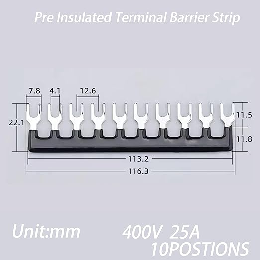 Terminal Block (4 Sets) 4Pcs 10 Positions Dual Row 600V 25A Screw Terminal Strip Blocks with Cover&4Pcs Pre-Insulated Barrier Termina Block Strip&40Pcs Insulated Fork Wire Connector