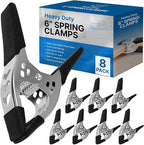 Lot of 8-6" inch Spring Clamp Large Super Heavy Duty Spring Metal Black - 3 inch Jaw opening
