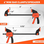 HORUSDY 8-Pack Bar and Spring Clamps for Woodworking - 4 Pieces 6" Bar, 4 Pieces 4" Spring, 75 LBS Load Limit, Quick F Clamp Set