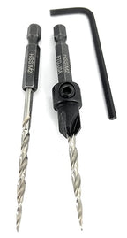 FTG USA Adjustable Wood Countersink Drill Bit #6 (9/64") with 1 Tapered Drill Bit for Woodworking