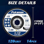 14 Pack of Flap Discs 4 1/2 for Angle Grinder Grit 120 Type 29 Zirconia Grinding Wheel for Wood Metal Sanding