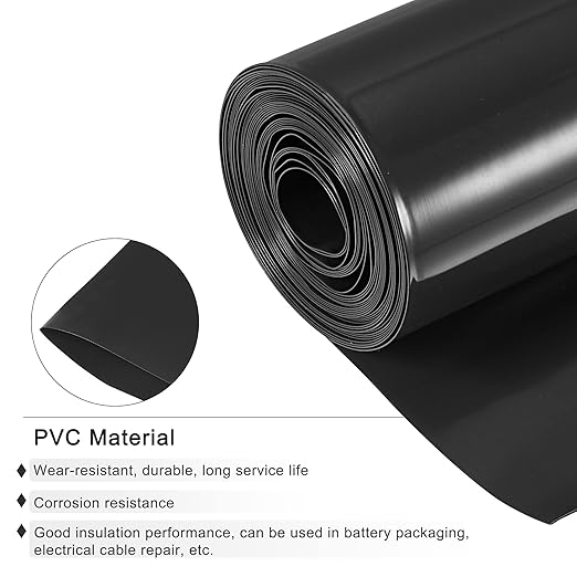 MECCANIXITY Battery Wrap PVC Heat Shrink Tubing 38mm Dia 60mm Flat 10 Feet(3meters) Black Good Insulation for Battery Pack