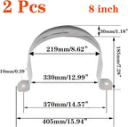 2 Pcs 8inch Rigid Pipe Strap,Two Hole Stainless Steel Strap U Bracket, Widened Tube Strap Tension Clip Assortment Kit Heavy Duty Pipe Clamp（219mm）