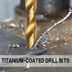 BeHappy 230 Pcs Drill Bit Set, 135° Tip Titanium Coated High Speed Steel, Twist Drill Bit Kit for Iron, Aluminum Alloy, Copper, Wood, Plastic, with Hard Storage(/16“-1/2”