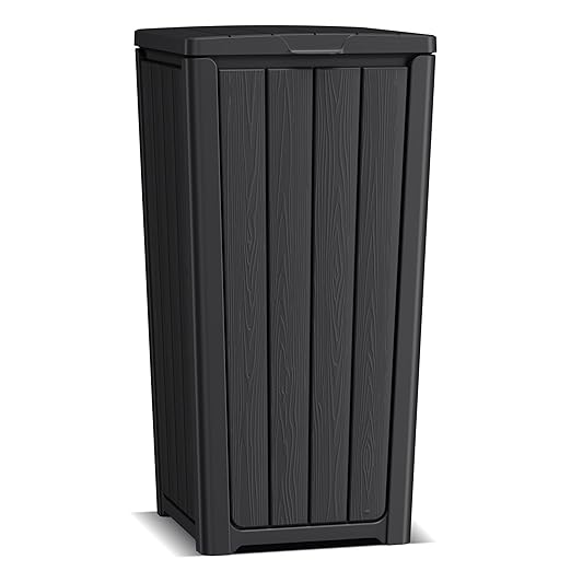 Vixzen 36 Gallon Kitchen Trash Can with Lid,Outdoor Waterproof Resin Waste Bin,Lightweight,Sturdy Garbage Bin for Patio,Kitchen,Backyard