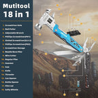 HANSHI Upgraded Adjustable Wrench Multitool Hammer with YG10 Tungsten Steel Replaceable Wire Cutters for Men,18 in 1 Pocket Multi Tool Knife with Spring-Action Pliers for Camping,Survival (Blue)