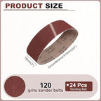 HARFINGTON 3 x 24 Inch Sanding Belts, 24 Pcs 120 Grits Aluminum Oxide Abrasive Belt Sander File Belt for Woodworking, Metal Polishing, Knife Sharpener