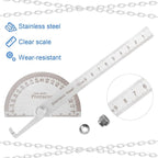 Stainless Steel Angle Protractor, 0-180° Round Head Protractor 0-180 Degrees Angle Finder Craftsman Ruler 10 cm Woodworking Rulers Measure Tool Machinist Tool Ruler Adjustable Woodworking