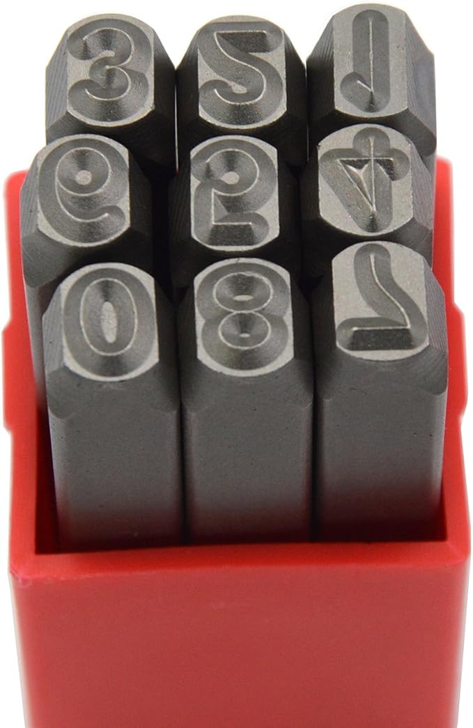 36pcs Heavy Duty Steel Stamp Uppercase Letters and Number 1/4" 6mm Hand Stamping Character Mark Code Alphabet Punch Kit for Hardware Mold Metal Plate Leather Tag Keys Golf
