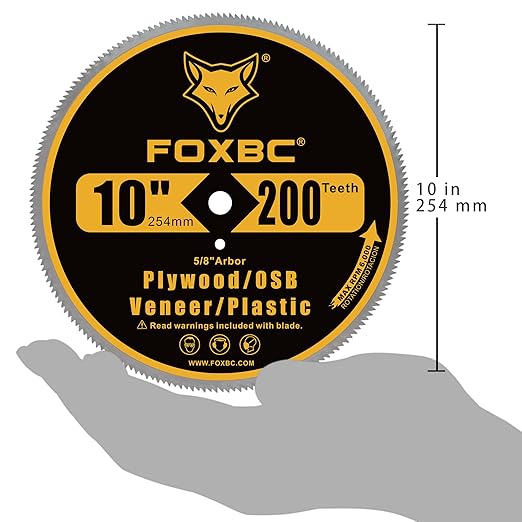 FOXBC 10 inch 200-Tooth Contractor Saw Blade for Plastic, Vinyl Siding, Plywood, OSB, Veneer with 5/8" Arbor - 3 Pack