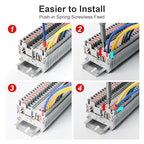 PT 2.5 Terminal Block Kit, Rail Type Voltage Terminal, Rail Combined Terminal Block, Top Entry Line, Plug-in Quick Connection, No Need for Screwdriver for Wiring