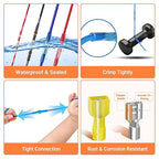 Kuject Ultimate Heat Shrink Wire Connectors, 1500PCS Waterproof Electrical Spade Connectors kit, Insulated Crimp Ring Fork Spade Terminal T-Tap Solder Butt Splice Connectors for Marine Boat Truck