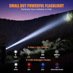 Rechargeable Tactical Flashlights High Lumens - Super Bright Small Powerful LED Magnetic USB C Flashlight, 8 Modes, Dual Button Waterproof Pocket Flash Light for Emergency, Car (1, Black)