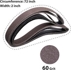 2 x 72 Sanding Belts, 60 Grit 2x72 Aluminum Oxide Metal Grinding Belts, 2x72 Inch Sanding Belt for Metal Polishing, Knife Sharpening, 6 Pack(2x72in,60 Grit)