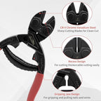 8 Inch Mini Bolt Cutters, Compact Bolt Cutter with Recess and Spring, Small Bolt Cutters, CR-V Steel Blade for Wires, Cables, Rivets, Chains, Screws, Bolts