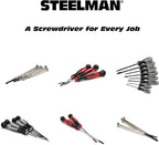 STEELMAN Precision Steel Shaft 6-Piece Electronics Screwdriver Set, Variety of Slotted/Phillips Sizes, Swivel-Head, Storage Case Included