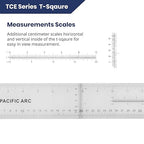 Pacific Arc 42 Inch T Square, Traditional Acrylic Graduated in Inch and Metric, Detachable Head