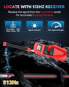 Anysun Sewer Camera with Locator, Self Leveling, Distance Counter, 512Hz Pipe Inspection Camera with DVR Recorder, Waterproof IP68 Plumbing Camera, Industrial Drain Camera w 7" HD Color Screen(100Ft)