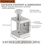 Mini C Clamps Stainless Steel 0.83 Inch for Working, Heavy Duty Small U Clamps for Metal Mounting, Universal Desk Clamp with Stable Wide Jaw Opening/I-Beam Design (6pcs)