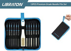 LIBRATON Small File Set, Needle Diamond Files 13PCS, 6pcs Jewlers & 6 Steel for Precision Metal Work, Wood, Woodworking, Plastic Carving Tool with Brush and Carry Case