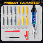 Test Light Probe Kit, 3-72V DC LED Digital Automotive Circuit Tester with Voltmeter, 18 Pieces Multi Function Auto Fuse Voltage Tester Electric Probe Test Kit with Black Carrying Case