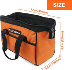 Tool Bag 13 Inch Waterproof Orange Tool Organizer with Wide Mouth for Power Tools and Hand Tools Oxford Cloth Fabric(3 pockets)
