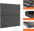 TORACK Metal Pegboard Wall Organizer 24" x 24" or 12" x 48", 70 PCS Tools Storage Pegboard for Garage Tool Organizer Peg Board with Pegboard Hooks for Workbench(Black)