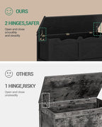 39.4" Storage Bench, Storage Chest, Lift-Top Storage Trunk with 2 Safety Hinges, Wooden Storage Box Chest Organizer for Bedroom, Entryway, Living Room, Black SB04504X