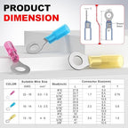 AIRIC 12-10 AWG - 5/16" Heat Shrink Ring Terminals, Copper Terminal Connector Ends, Battery Cable End Lugs, Yellow Insulated Electrical Crimp Wiring Connectors, Wire Lug for 12, 10 Gauge Wires, 50 PCS