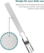 Stainless Steel Nail File with Anti-Slip Handle and Leather Case, Double Sided and Files Nails Easily for Men and Woman
